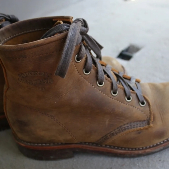 Chippewa Original Mens Boots Size 8 D Tan Brown Distressed Leather - 1901M25 - Picture 4 of 4